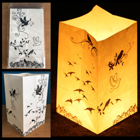 Black & White Birds Candle Lanterns