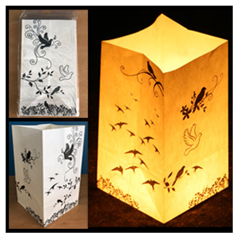 Black & White Birds Candle Lanterns